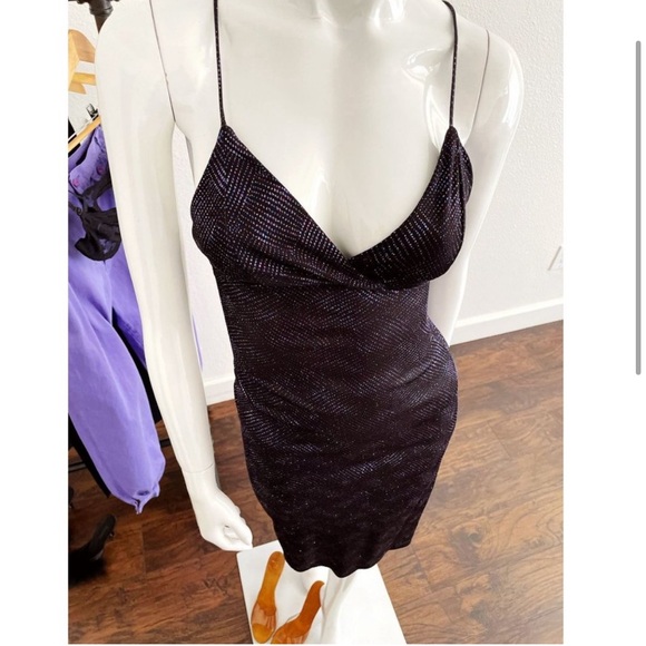 CGV SHOP- Vintage Shimmery Bodycon Slip Midi Dress - Picture 2 of 4